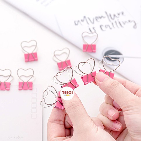 <Ảnh Thật Shop Chụp> Kẹp Bướm Kim Loại Giữ Giấy Ghi Chú Tài Liệu Đánh Dấu Sách Đồ Dùng Hình Trái Tim Độc Lạ D090