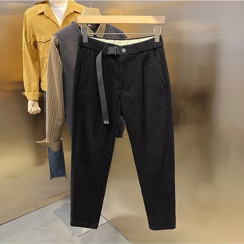 Quần Tây Vải Nhung Màu Trơn Phong Cách Retro Thời Trang Thu Đông Cho Nam Size 28-38