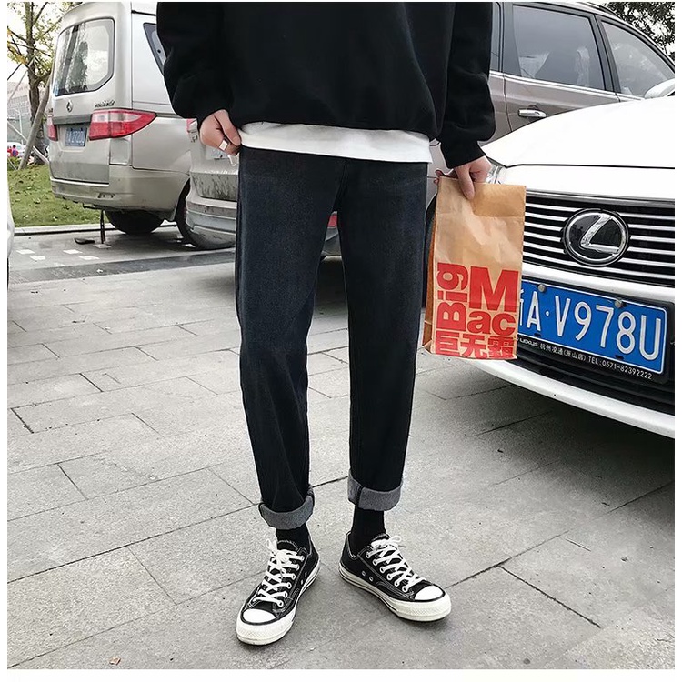 Quần Jean Ống Rộng Phong Cách Retro Nhật Bản Thời Trang Xuân Thu Cho Nam