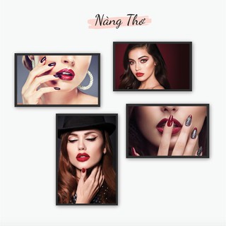BỘ 4 TẤM TRANH CỨNG DÁN SALON TÓC, TIỆM NAILS & THẨM MỸ_THIẾT KẾ NÀNG THƠ