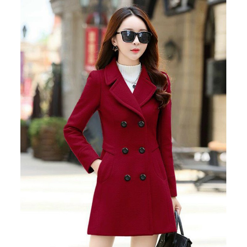 Hàng nhập - Áo khoác dạ lì 6 nút sang trọng, áo dạ thu cổ vest blazer thu đông