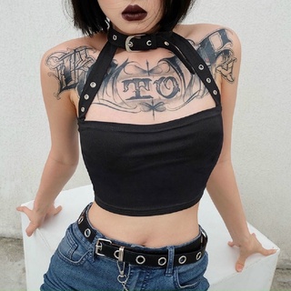 Áo croptop phối choker cổ yếm