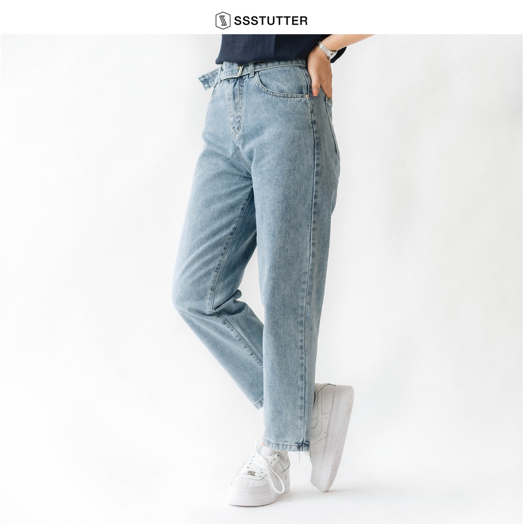 Quần jeans nữ SSSTUTTER ống ôm có đai Belt Jeans