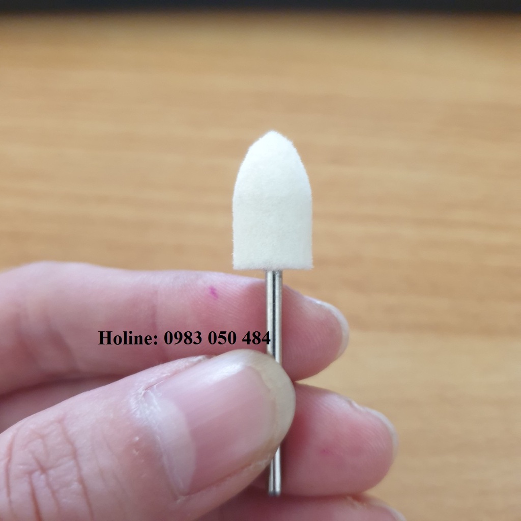 Đầu mài bóng bông len hinh trụ vút nhọn 12mm đánh bóng đa năng