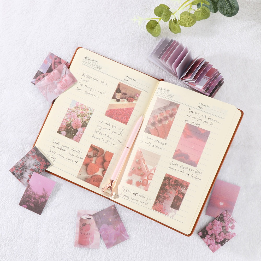 ☆YOLA☆ 50PCS DIY Nature Scenery Picture Notebook Diary Planner Washi Stickers Sticker Book Plant Flower Self-Adhesive Album Journal Remember Tags
