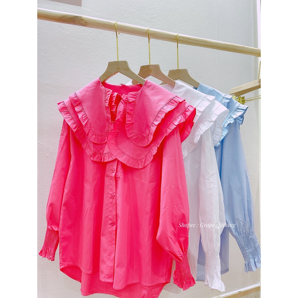 Áo sơ mi nữ cổ bèo hàng Quảng châu | BigBuy360 - bigbuy360.vn