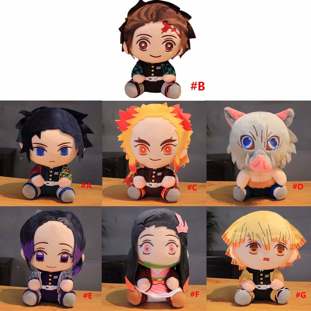 20cm Demon Slayer Plush Toys Kawaii Kamado Tanjirou Agatsuma Zenitsu Kamado Nezuko Stuffed Dolls Lovely Pillow