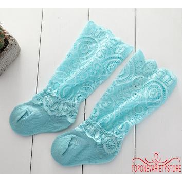 Vớ cotton phối ren dài đến đầu gối cho bé gái 0-3 tuổi