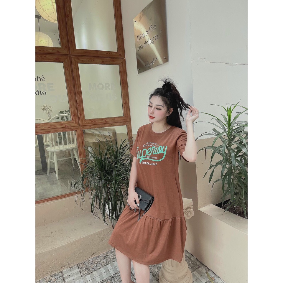 Váy đầm suông nữ - Váy nữ dáng đuôi cá dài chất cotton khô mát mịn