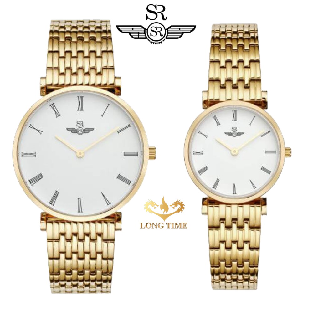Đồng hồ đôi SRWATCH SR8702.1402 Mặt kính Sapphire Chống Trầy Chống Nước thiết kế Tin