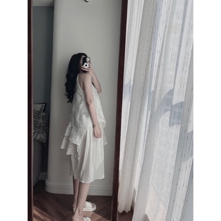 Váy trắng gấm xoè tầng mimee