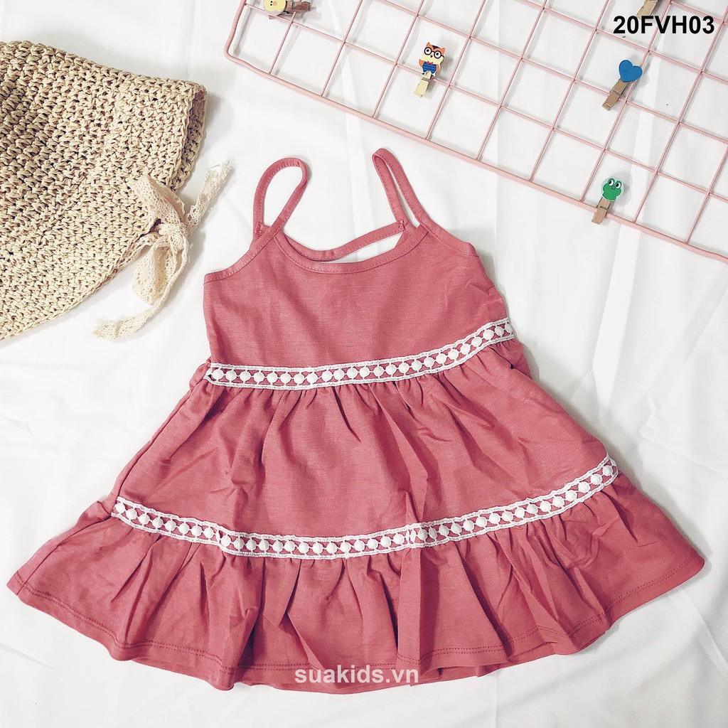 Váy xinh xắn màu vỏ đỗ 💝 Váy 2 dây cho bé gái FVH03