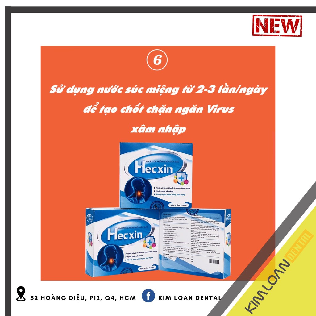 𝗣𝗧 🅲🅰🆁🅴 | 01 ống nước súc miệng Hecxin Chlorhexidine (CHX) ngừa viêm nướu, viêm họng, viêm amidan 10ml/500ml