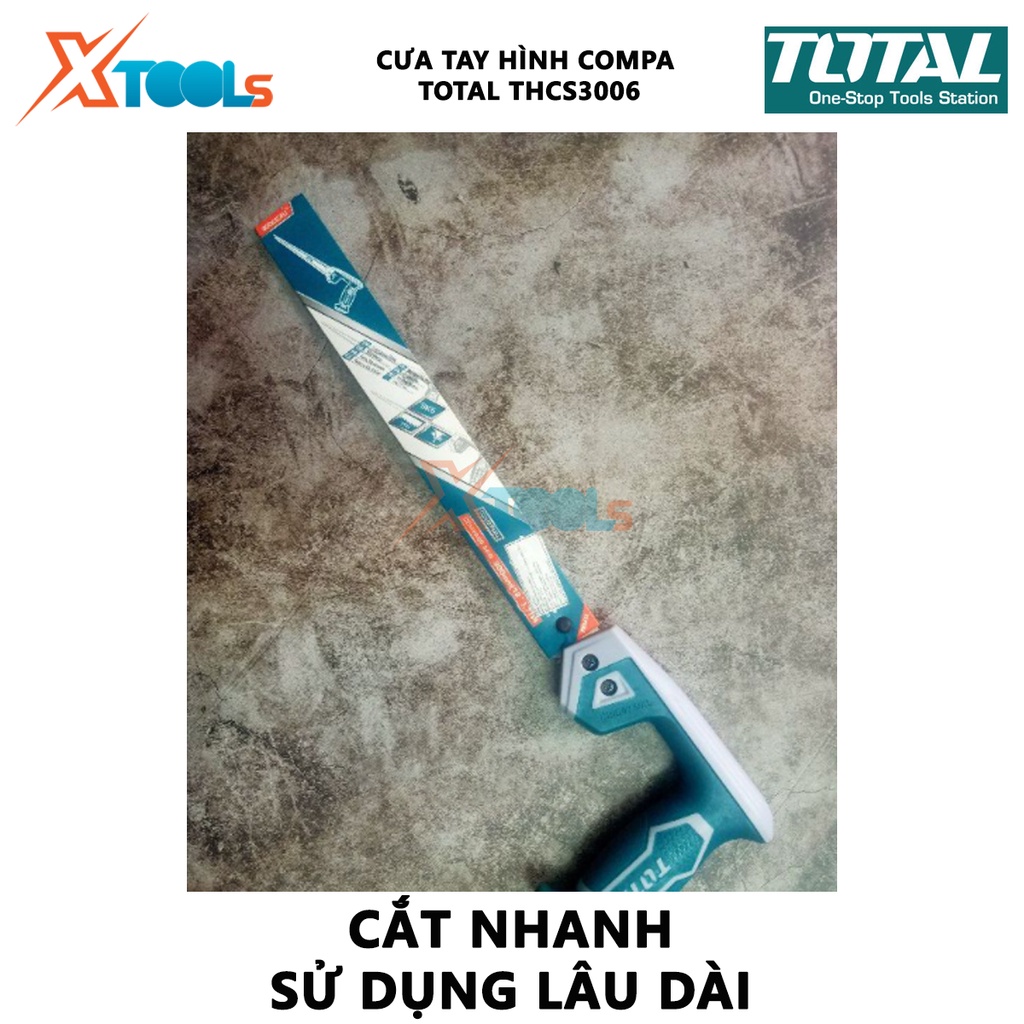 Cưa tay hình compa TOTAL THCS3006 | dụng cụ cưa size 12&quot;/300mm| Chất liệu Taiwan SK5 7TPI gia công thô, cắt vật liệu cắt