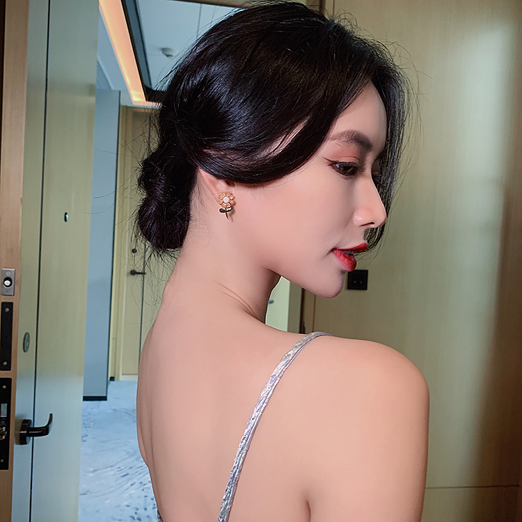 Bông Tai Mạ Bạc 925 Hình Hoa Phong Cách Hàn Quốc