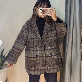 áo khoác dạ blazer kẻ siêu dày