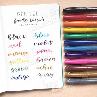 (HOẢ TỐC) Bút đầu cọ thư pháp PENTEL Sign brush pen, fude touch 12 màu cơ bản SES15C THEARTSHOP