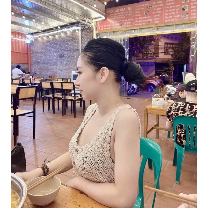 ÁO REN LEN 2 DÂY CÚC GỖ MS11772