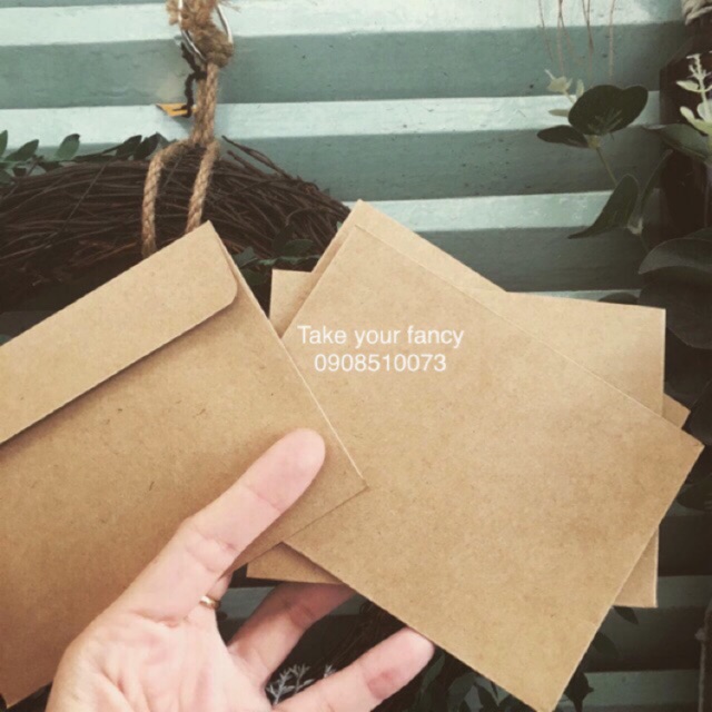 Xấp 10 Phong Bì Thư Kraft 9cm x 12cm (giấy dày cứng)