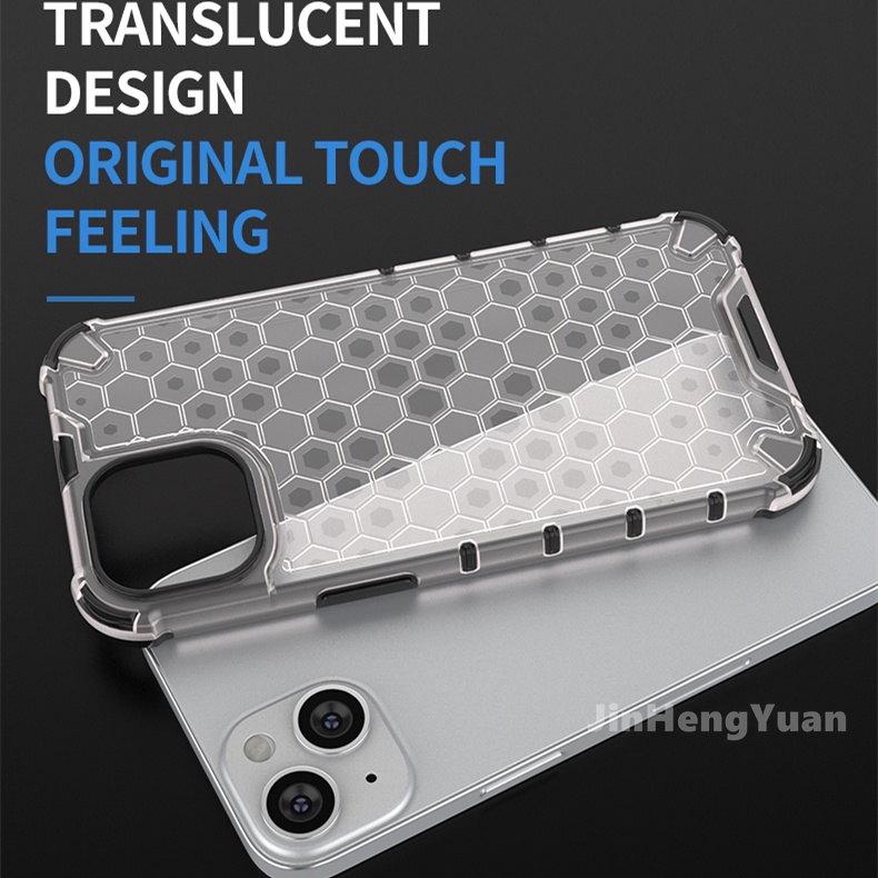 Ốp Điện Thoại TPU PC Trong Suốt Chống Sốc Họa Tiết Tổ Ong Cho IPhone 14 13 12 11 Pro Max X XS XSMax 7 8 plus 13mini 12mini