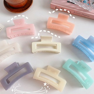 Kẹp tóc càng cua trơn màu dáng vuông màu sắc pastel Hàn Quốc