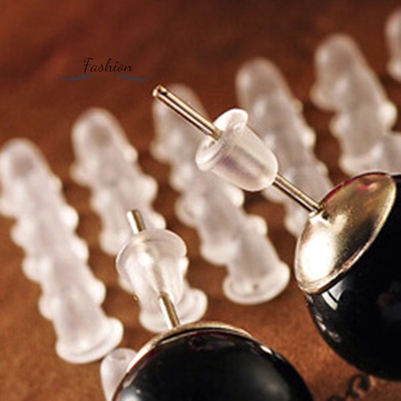 Set 100 Nút Khuyên Tai Nhựa Mềm Trong Suốt