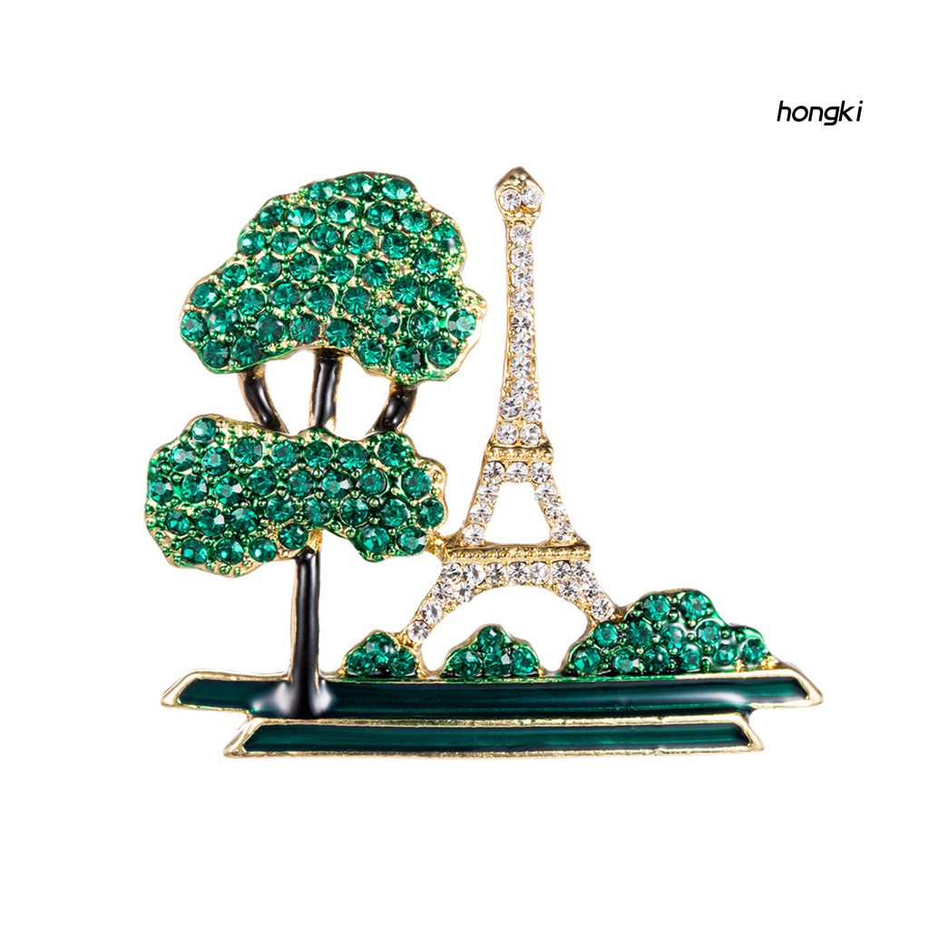 Ghim cài áo hình thám eiffel đính đá nhân tạo lấp lánh thời trang sang trọng
