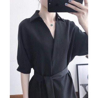 Đầm váy freesize sm đen cột eo - form to