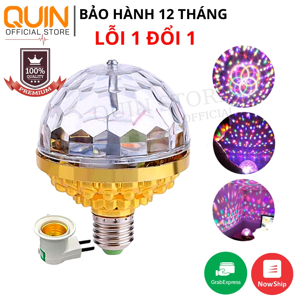 Đèn Led Nháy Chớp 7 Màu Tự Xoay Đui Tròn Cao Cấp, Đèn Led Trang Trí Bar, Nhà Cửa