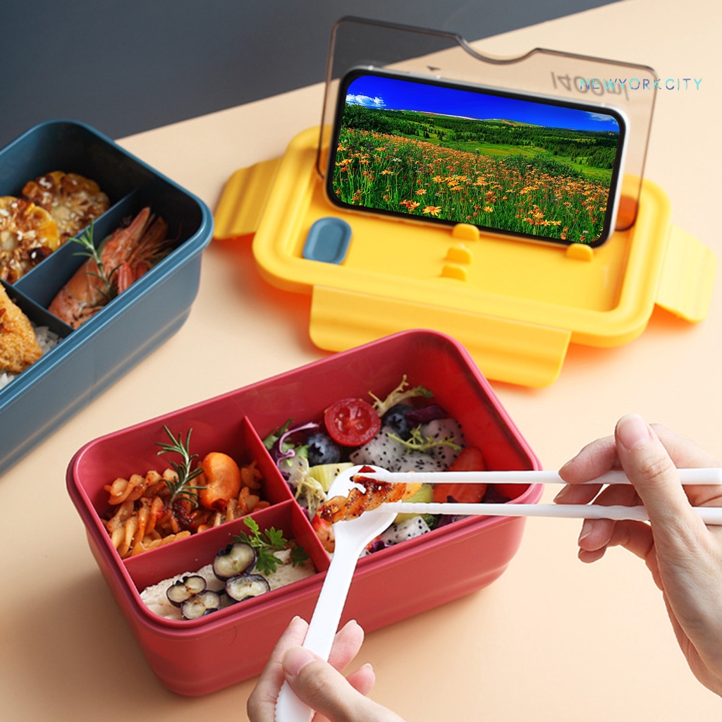 1 Bộ Hộp Đựng Cơm Trưa 3 Ngăn Dung Tích Lớn Bằng PP An Toàn Cho Gia Đình