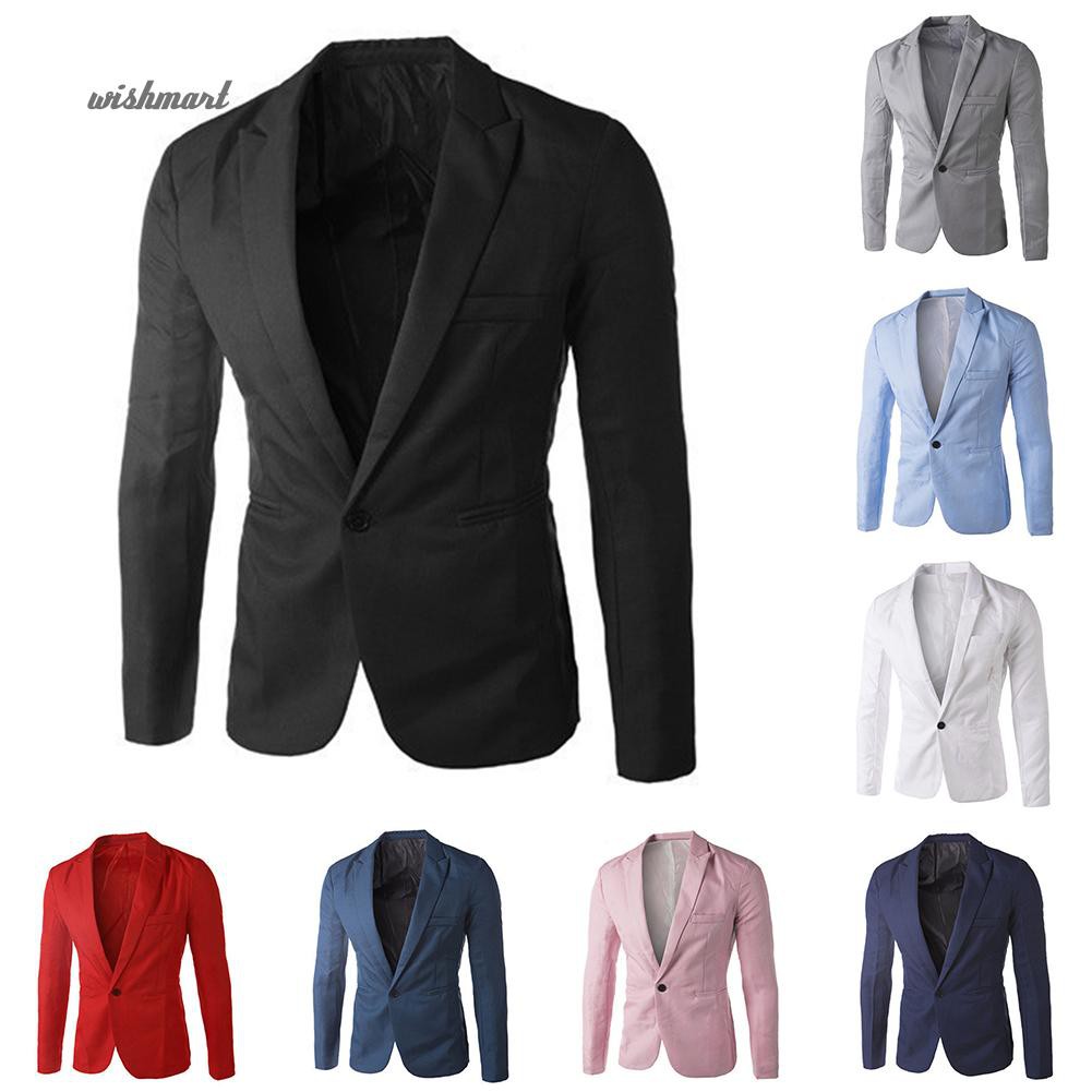 Thời Trang Áo Khoác Blazer Màu Trơn Cho Nam