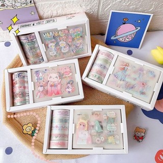 Hộp Sticker Trang Trí và Băng Keo Sticker Trang Trí Cute Dễ Thương Cho Bé