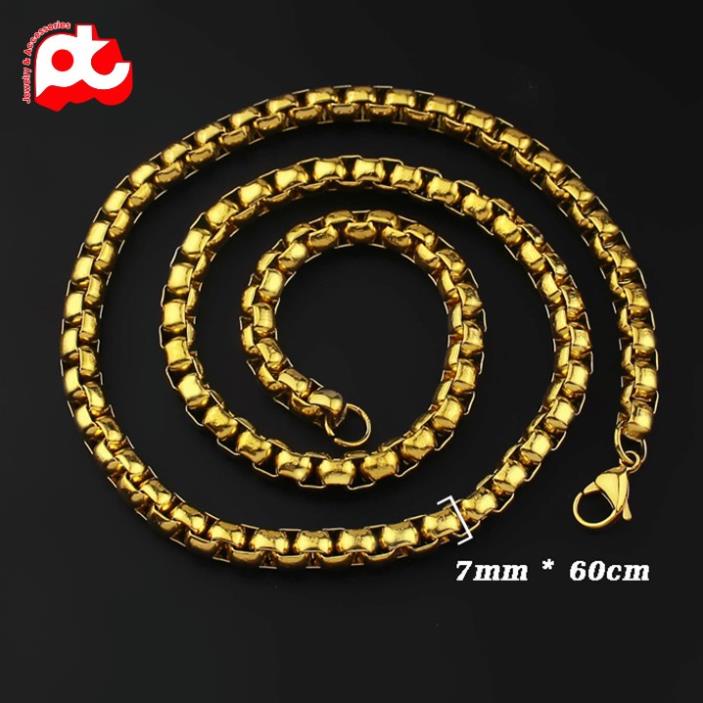 Dây chuyền nam cao cấp thời trang đẹp titan thép không gỉ kiểu bông dừa khít inox PT JEWELRY 7mm PTDCNA155