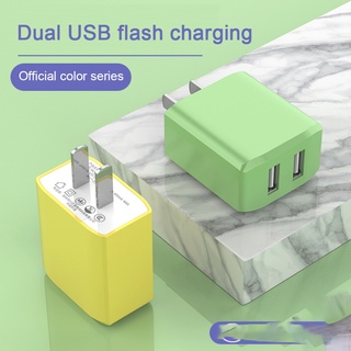 Củ sạc hai cổng USB 2.0a 5V màu macaron dành cho Iphone / Android / Type C