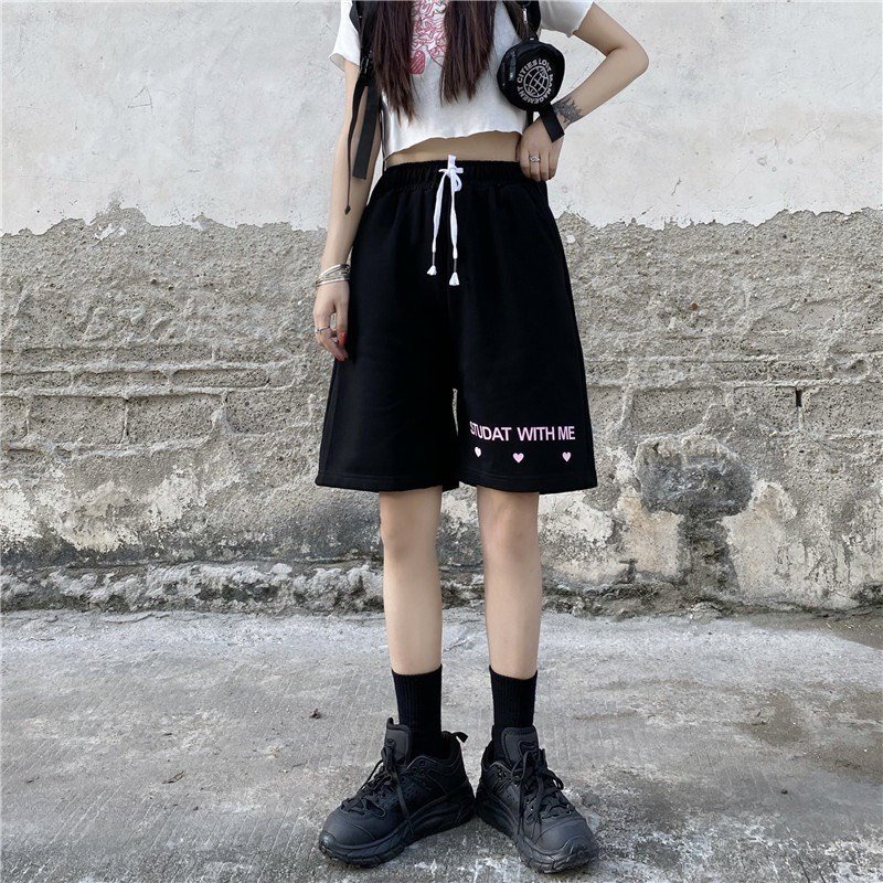 Quần short nữ, quần đùi nữ mặc ở nhà hoặc đi chơi STUDAT WITH ME Màu đen trẻ trung năng động