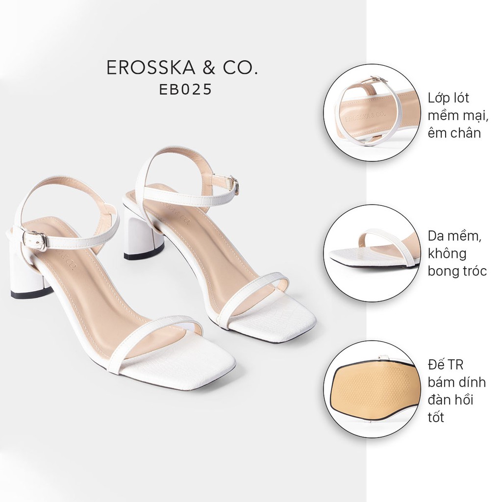 Giày sandal cao gót Erosska mũi vuông cao 5cm màu trắng - EB025