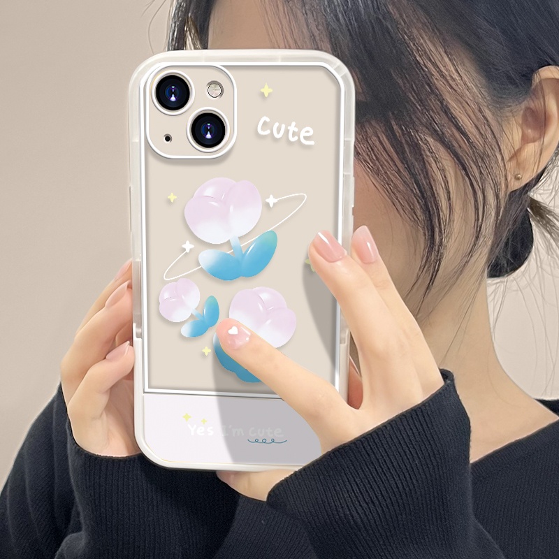 Ốp Điện Thoại TPU Silicon Mềm Trong Suốt Có Giá Đỡ Hình Hoa Cho iPhone 13 12 11 10 Pro XS Max X XR 8 7 6 6S Plus SE 2020