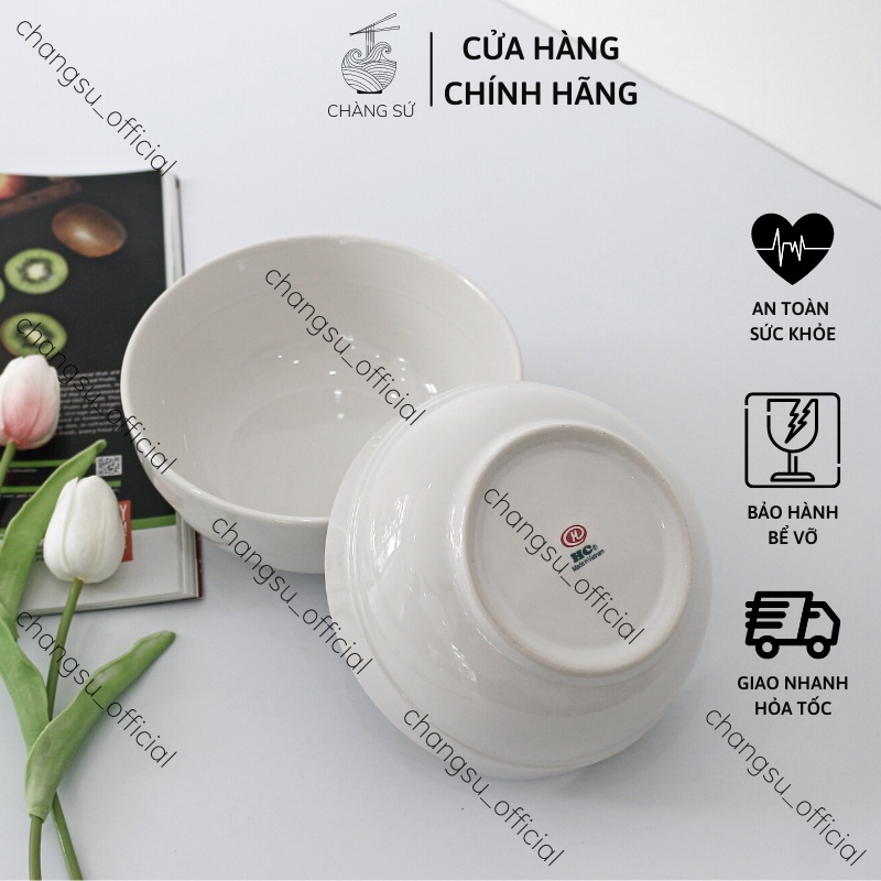 Tô sứ ăn phở có ngấn dày dặn - Bát đựng canh to viền nổi ăn mì tiện lợi