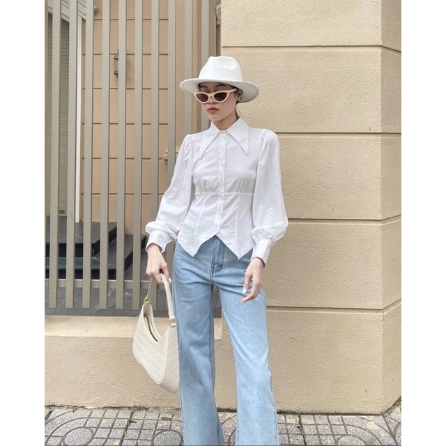 ÁO SƠ MI  CỔ NHỌN