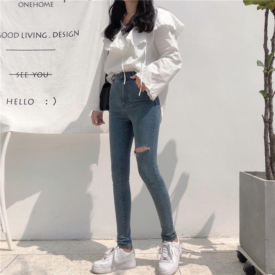 [ORDER, sẵn M] Quần jean bó rách