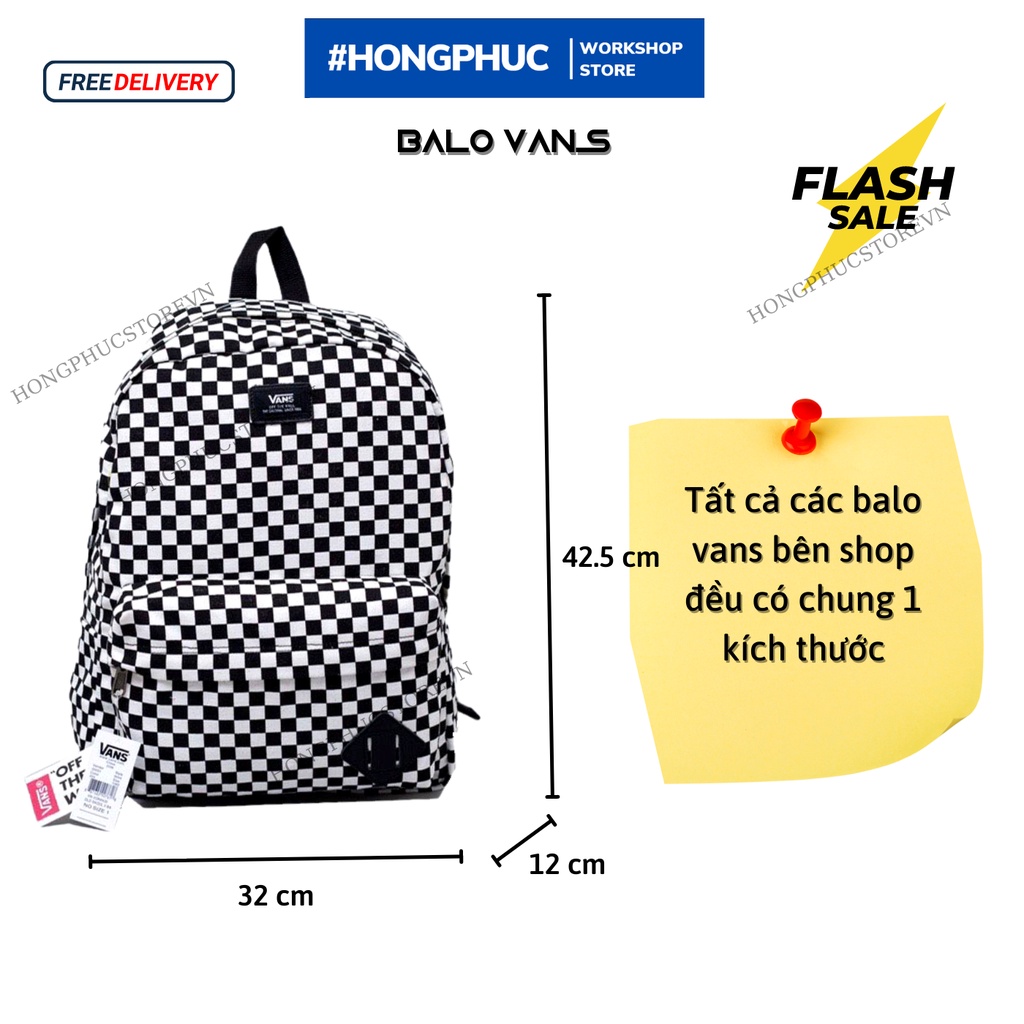 Balo Đi Học, Balo Unisex V.A.N.S Old Skool Checkerboard Backpack, Marvel, Snoopy, Penut - SB11