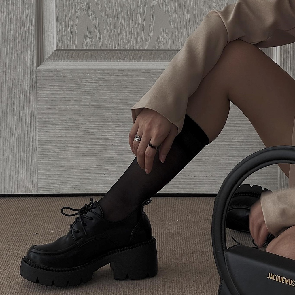 25 STUDIO Giày Oxford nữ đế cao mũi tròn 7 phân Loafer