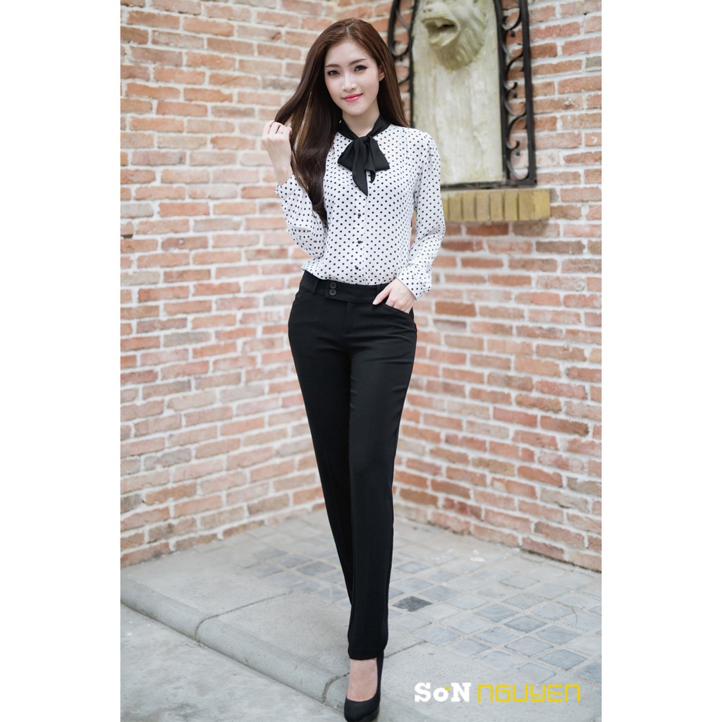 Quần Tây Nữ Công Sở cao cấp LINH CHI vải tuyết mưa loại 1 lưng vừa form ống đứng  đẹp  mặc cực tôn dáng