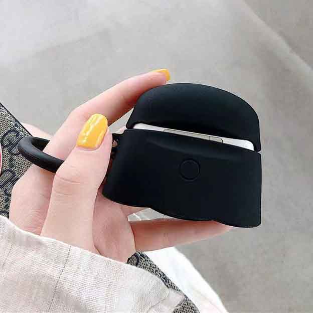 Vỏ Bảo Vệ Hộp Sạc Tai Nghe Airpods 1 / 2 / 3 / pro Bằng Silicon Hình Vô Diện Màu Đen Dễ Thương