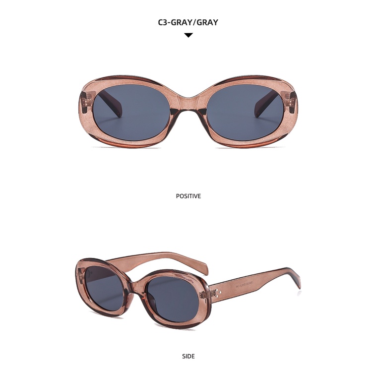 Kính mát gọng kim loại hình bầu dục phong cách Âu Mỹ thời trang 2021