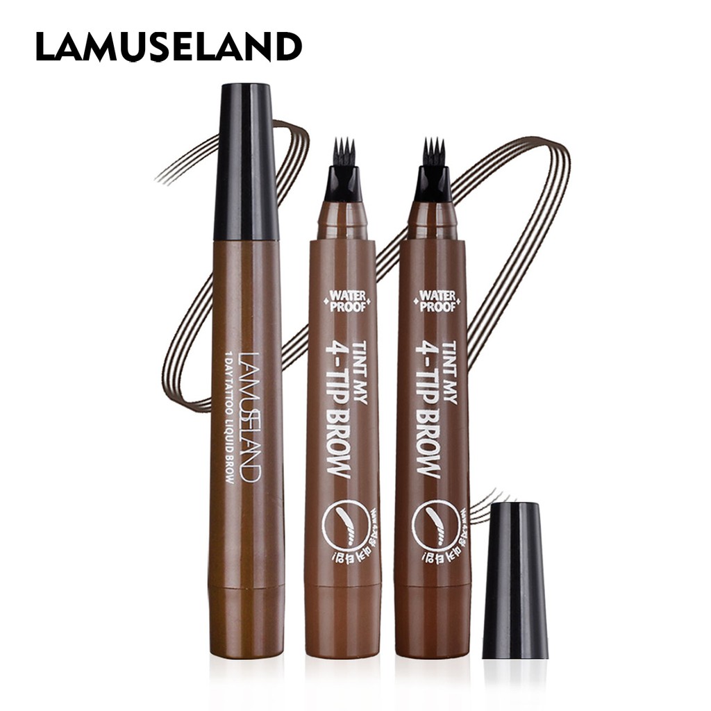 Set 2 bút kẻ mày LAMUSELAND LA41 dạng phẩy sợi chống nước lâu trôi 5g