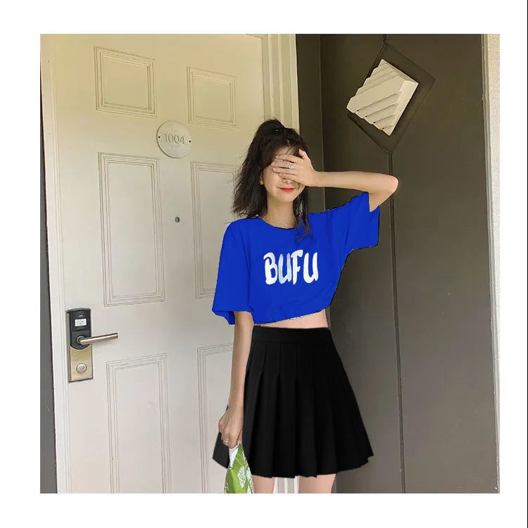 Set Áo Croptop Tay Ngắn + Áo Vest Màu Xanh Dương Phong Cách Mới Cho Nữ