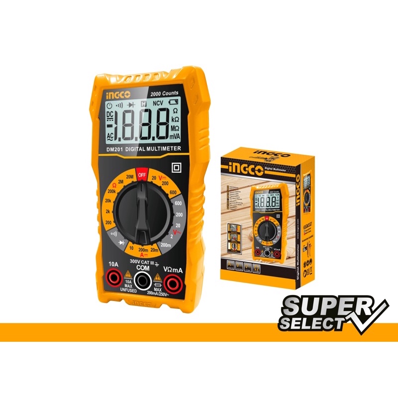 ĐỒ NGHỀ INGCO Đồng hồ đo điện vạn năng (2000 số đếm) DM2002 (Cam kết Chính Hãng 100%)