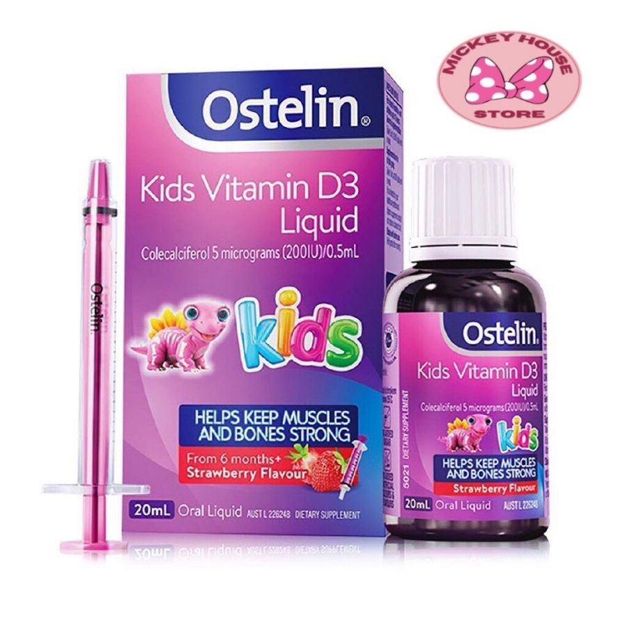 Vitamin D dạng nước cho trẻ Ostelin Kids vitamin Liquid 20ml của Úc