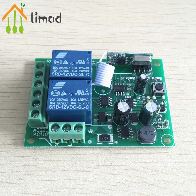 【COD】# limad Universal 433 Mhz Wireless Remote Control Switch Relay 220V 2CH Receiver Module +RF 433Mhz Remote Controls